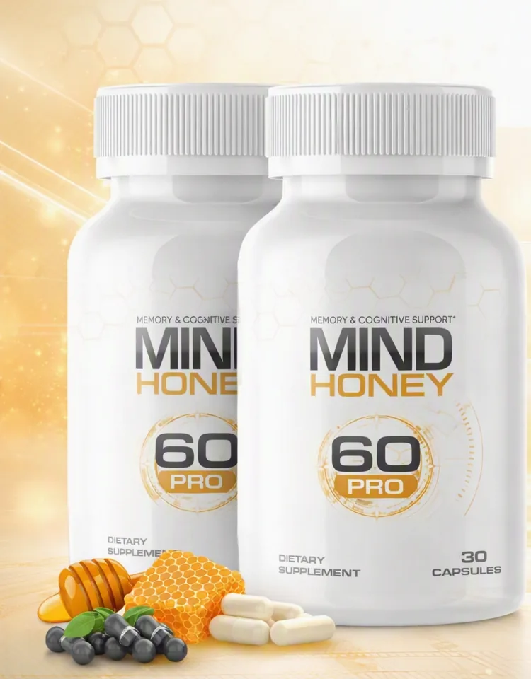 Mind Honey bottles with honeycomb and capsules
